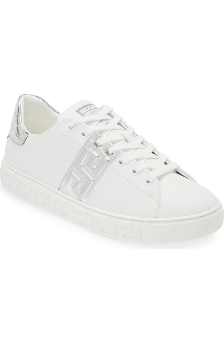 Versace Greca Croc Embossed Panel Sneaker, Main, color,