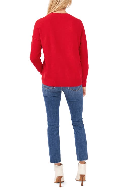 Vince Camuto Exposed Seam Crewneck Sweater In Red