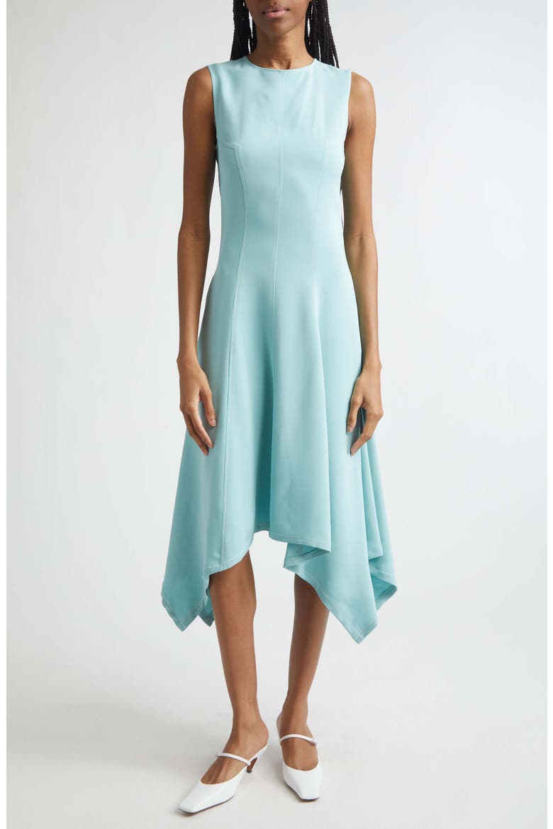 Sleeveless Handkerchief Hem Midi Dress, Main, color, AQUAMARINE