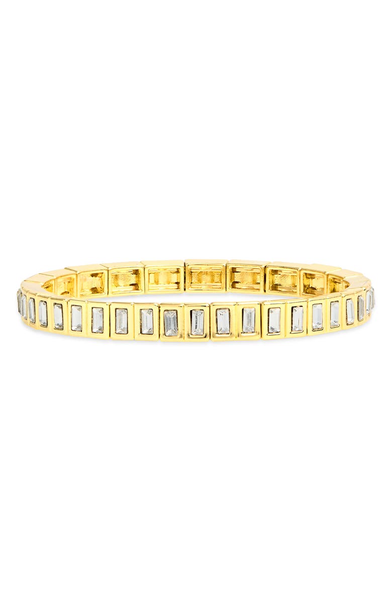 BaubleBar Baguette Crystal Stretch Bracelet, Main, color, Gold/ Clear