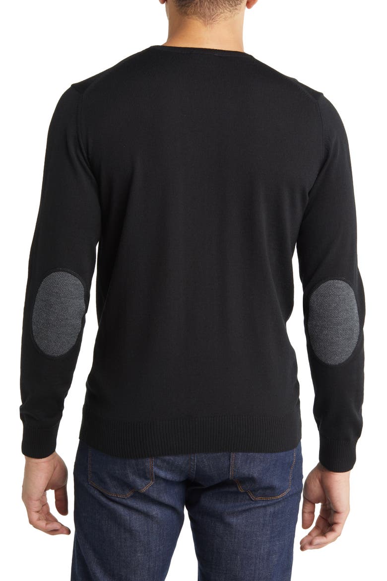 Fine Gauge Merino Wool Crewneck Sweater, Alternate, color, BLACK