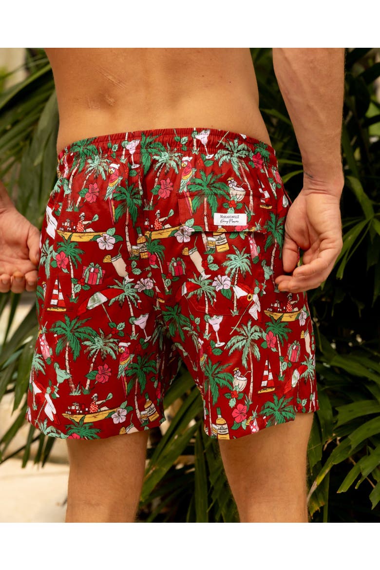 Margaritaville by Kenny Flowers - The Christmas Island Swim Trunks, Alternate, color, Red