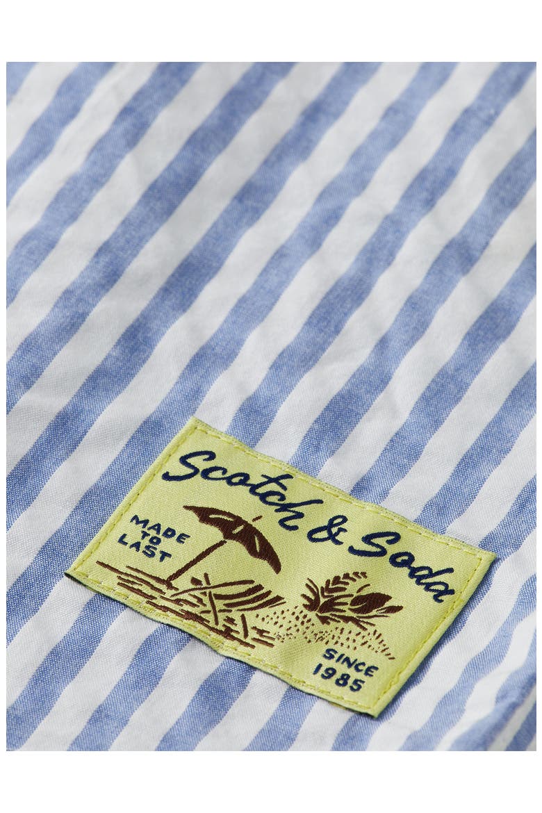 Kids' Stripe Cotton Button-Up Shirt, Alternate, color, SKY BLUE / WHITE STRIPE