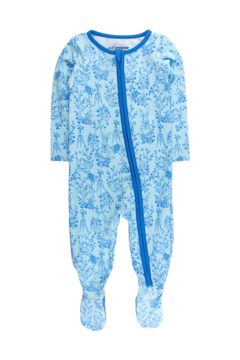 Modal Blend One Piece Footie Pajamas, Main, color, Blue Cottontail Toile