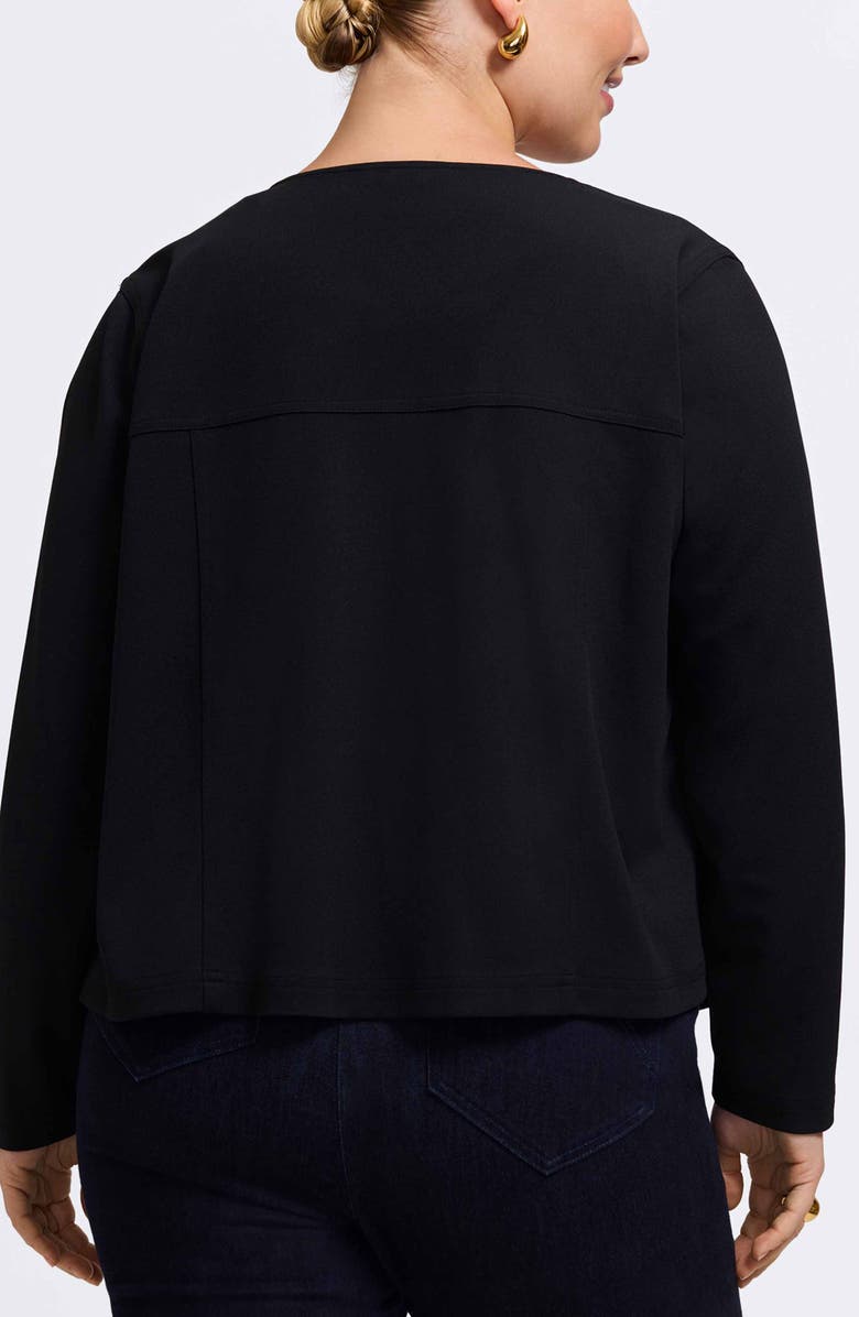 Foxcroft Valerie Crepe Knit Jacket, Alternate, color, Black