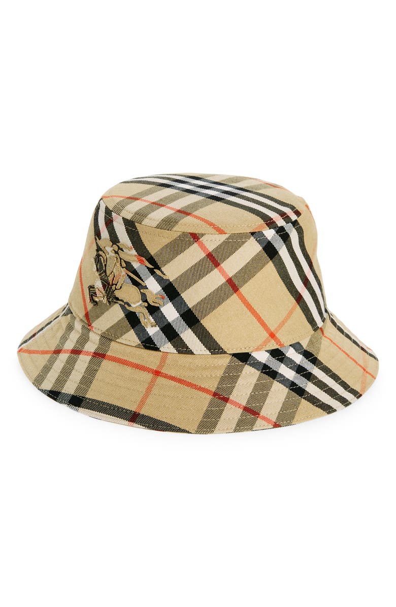 Burberry EKD Check Twill Bucket Hat, Main, color, 