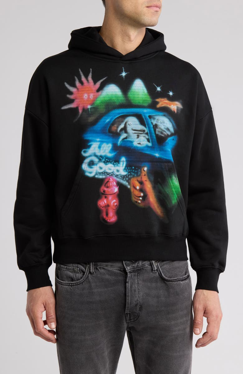 JUNGLES All Good Airbrush Pullover Hoodie, Main, color,