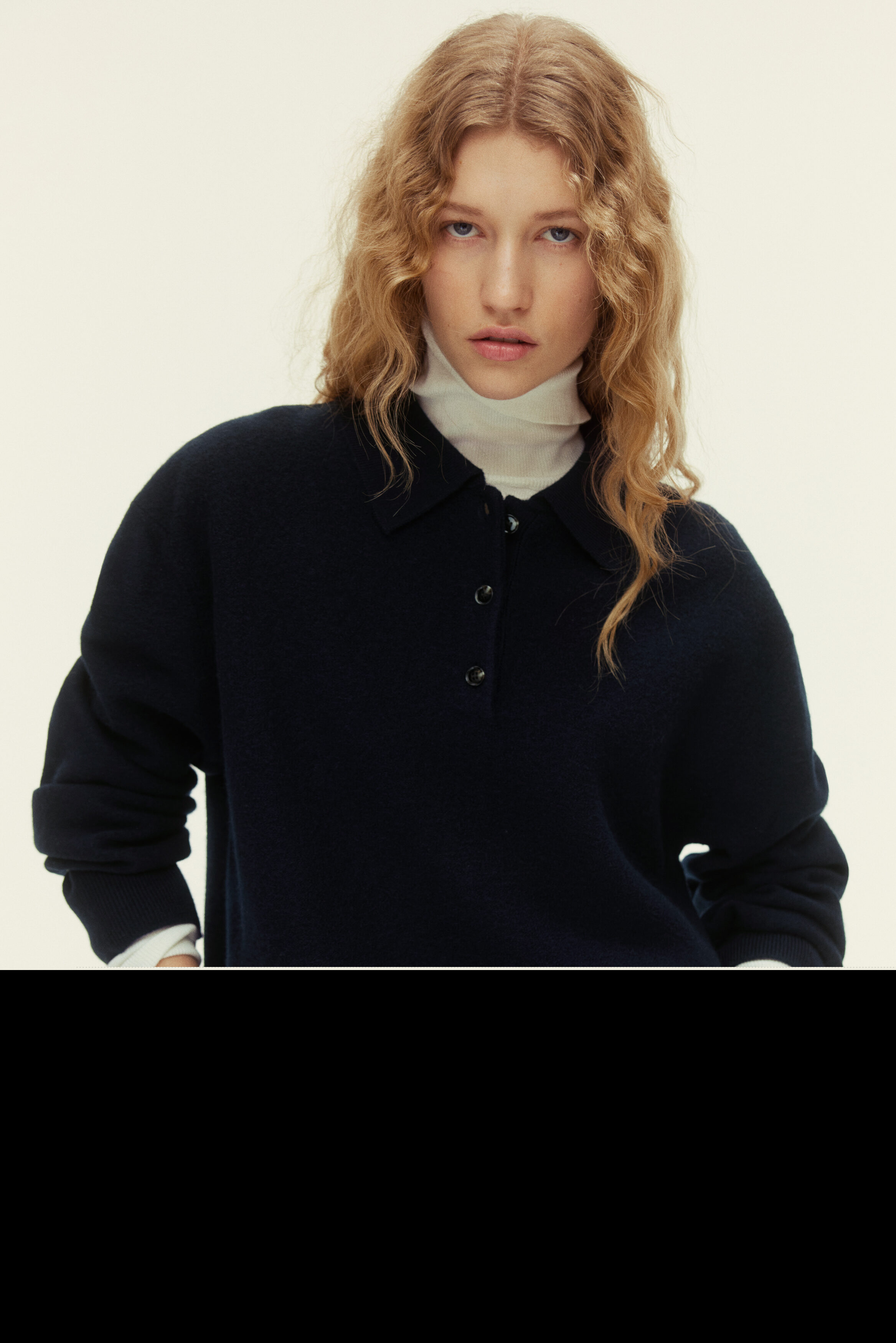 H&M Wool Polo Jumper, Alternate, color, Navy Blue