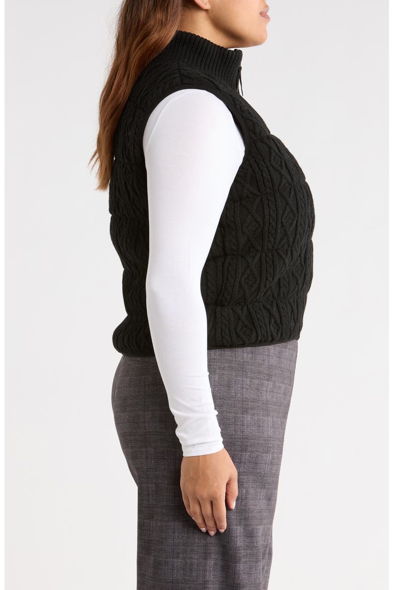 Prudence Reversible Puffer Sweater Vest, Alternate, color, BLACK