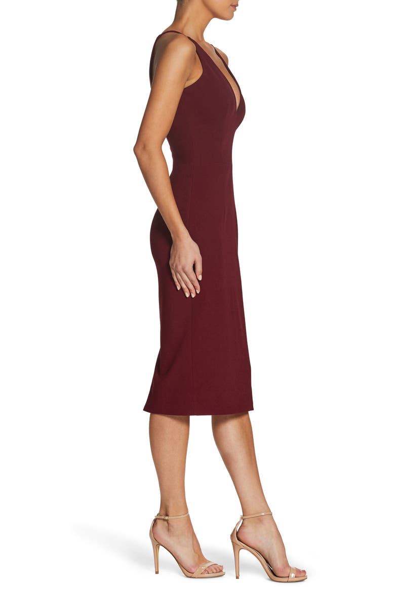 Lyla Crepe Cocktail Dress, Alternate, color, BURGUNDY