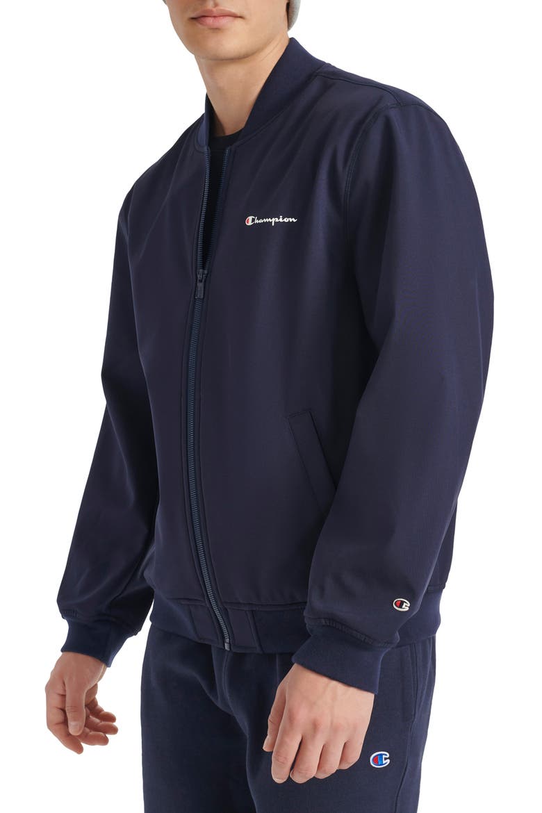 Softshell Varsity Bomber Jacket, Alternate, color, PEACOAT
