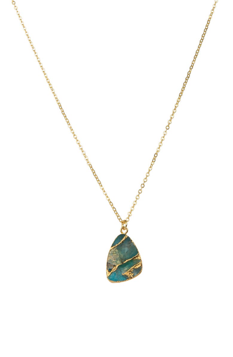 SAACHI 18K Gold Plated Mojave Howlite Necklace, Main, color, Aqua Blue