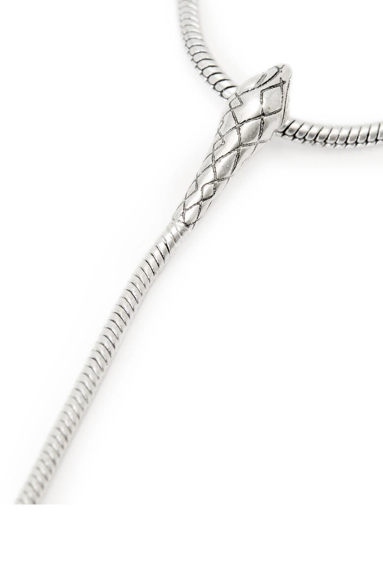 AllSaints Serpent Y-Drop Necklace, Alternate, color, Warm Silver