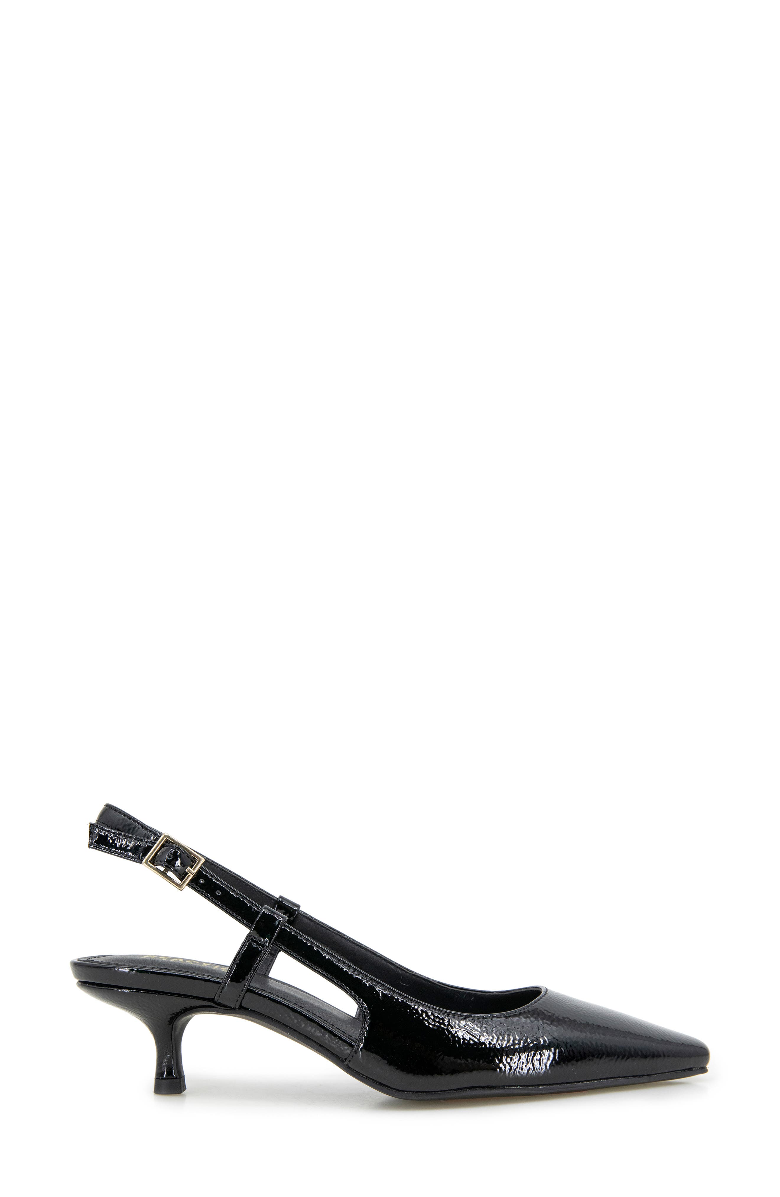 Reaction Kenneth Cole Maggie Kitten Heel Slingback Pump, Alternate, color, Black Crinkle Patent