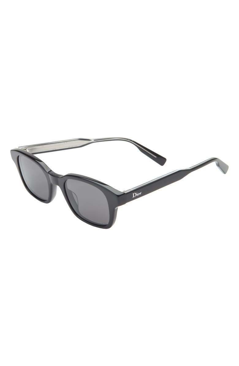 DIOR ibbon S1I 48mm Small Geometric Sunglasses, Alternate, color, Black/ Crystal / Smoke