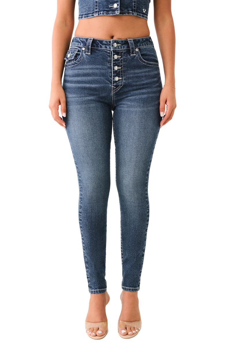 True Religion Jennie Flap Skinny Jeans, Main, color, Contera