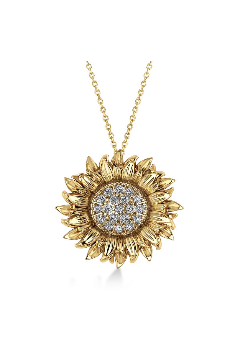 ALLUREZ Sunflower Diamond Pendant Necklace 14k, Main, color, Medium Yellow