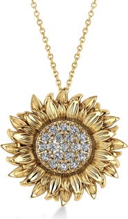 ALLUREZ Sunflower Diamond Pendant Necklace 14k
