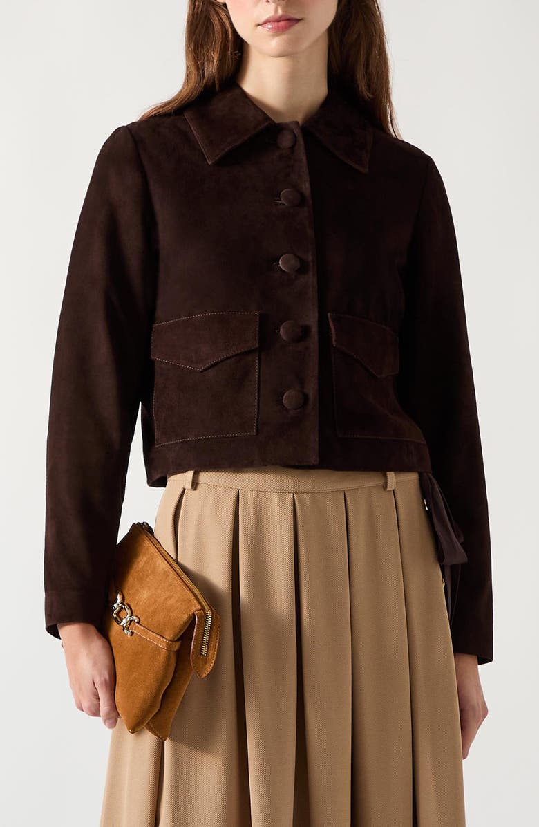 LK Bennett Joely Genuine Suede Crop Jacket, Main, color, 