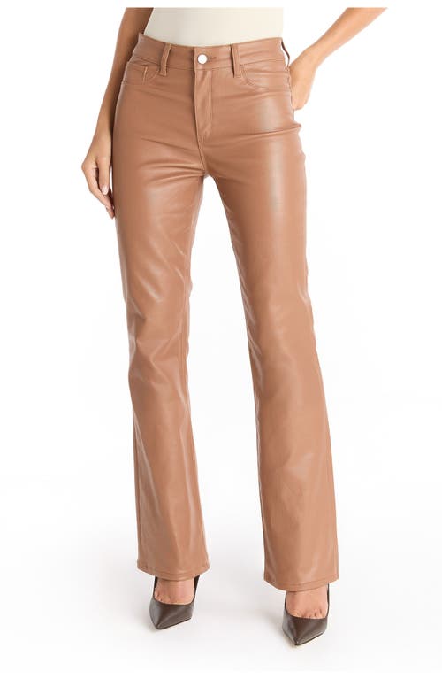 The Noli Shop Aria Coated Flare Jean In Brown