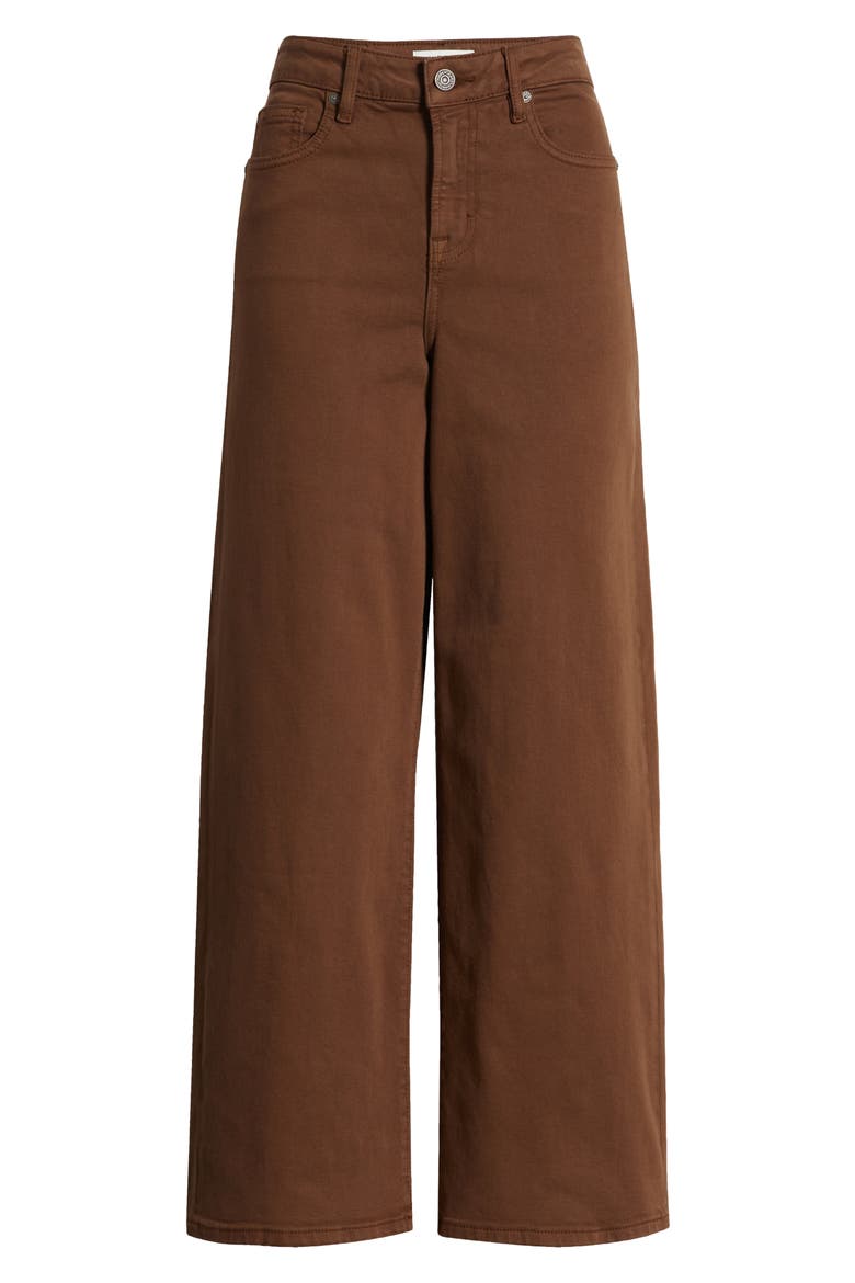 High Waist Wide Leg Jeans, Alternate, color, BROWN