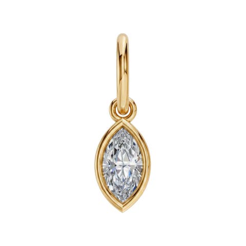 Lab Grown Diamond Marquise Bezel Dangling Charm 14K