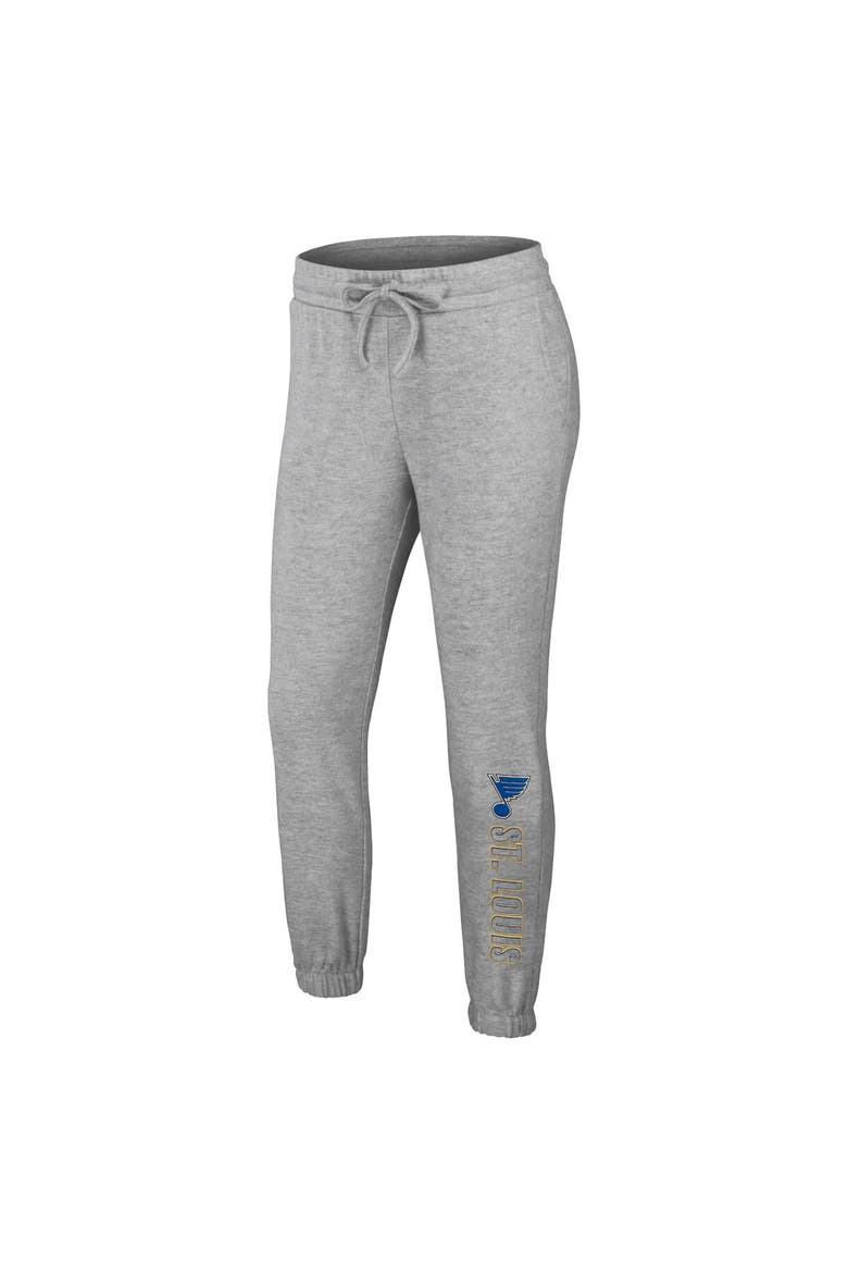 Women's WEAR by Erin Andrews Heather Gray St. Louis Blues Knit Long Sleeve Tri-Blend T-Shirt & Pants Sleep Set, Alternate, color, Heather Gray