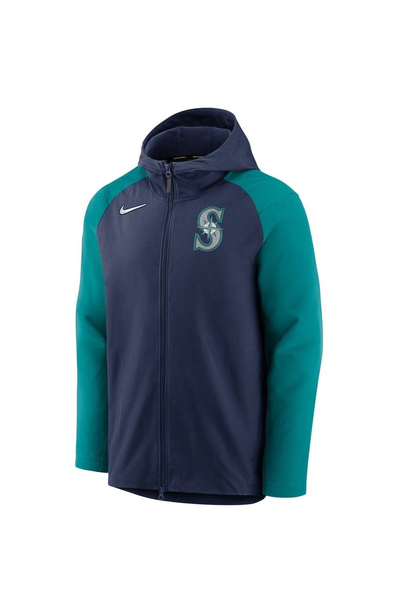 Nike Men's Nike Navy/Aqua Seattle Mariners Authentic Collection Performance Raglan Full-Zip Hoodie, Alternate, color, 