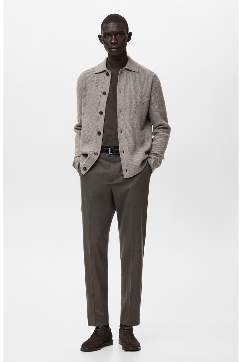 Rib Collar Cardigan, Alternate, color, MEDIUM BROWN GREY