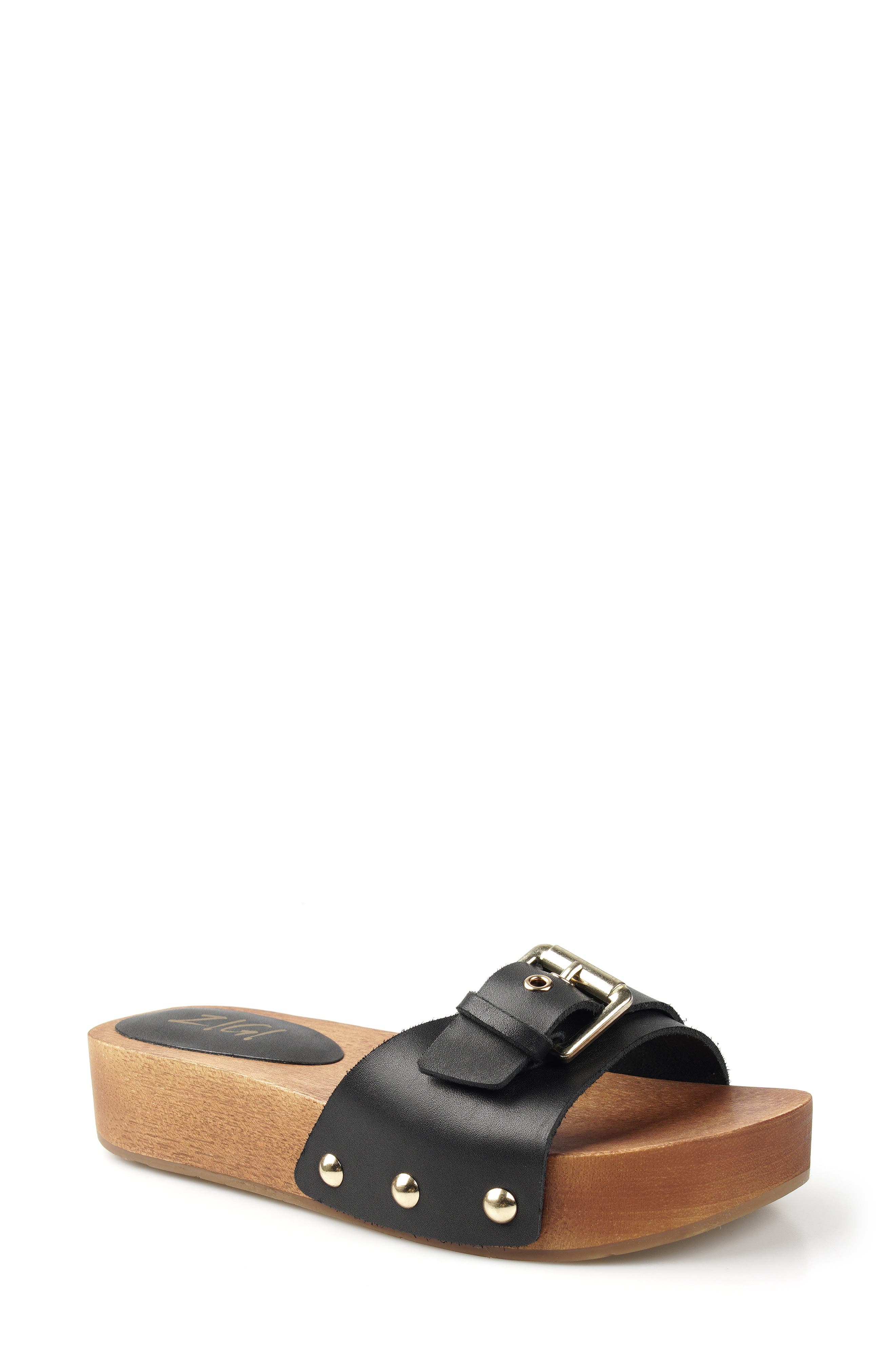 Ninnah Leather Slide Sandal, Main, color, BLKLT