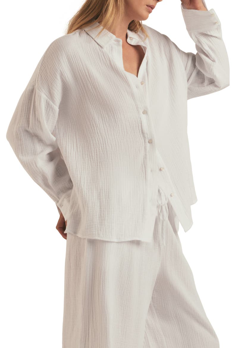 Oversize Cotton Button-Up Shirt, Main, color, WHITE