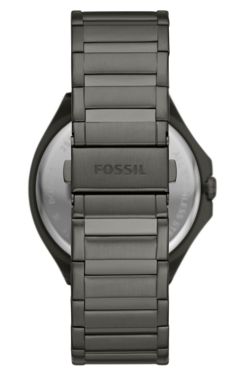 Fossil Evanston Three-Hand Quartz Bracelet Watch, 45mm, Alternate, color, Gunmetal
