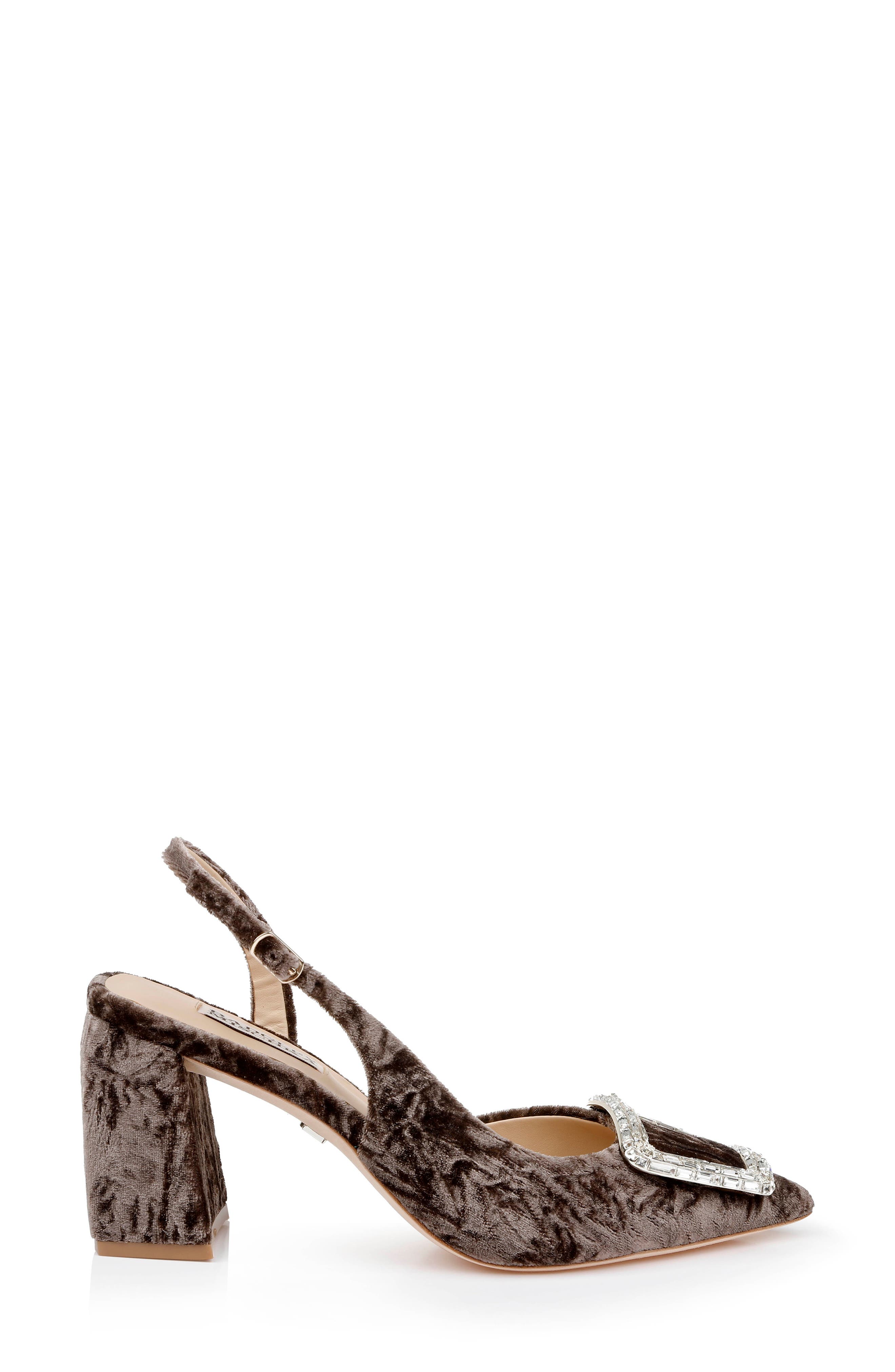 Badgley Mischka Collection Adaline Slingback Pointed Toe Pump, Alternate, color, Brown Velvet