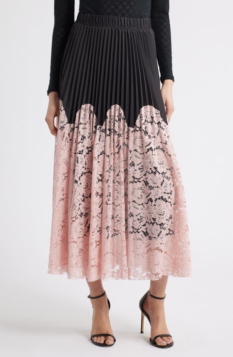 Madaleine Pleated Lace Skirt