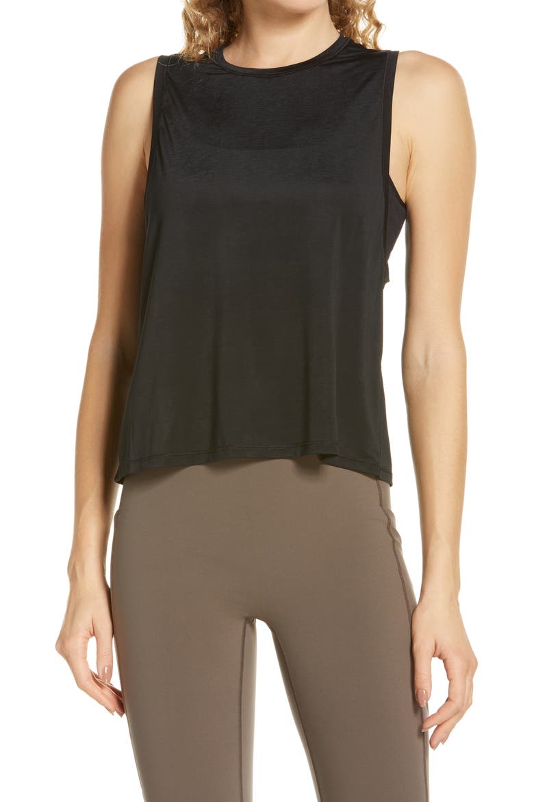 Go Lightly Crop Tank, Main, color, VERY BLACK