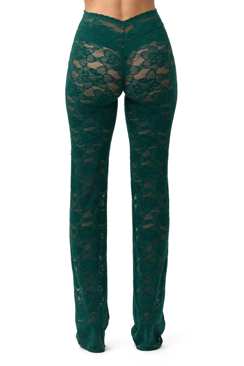 Sheer Lace V-Waist Pants, Alternate, color, PINE GREEN