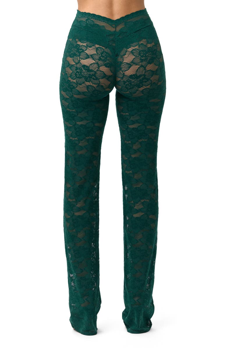 Naked Wardrobe Sheer Lace V-Waist Pants, Alternate, color, Pine Green