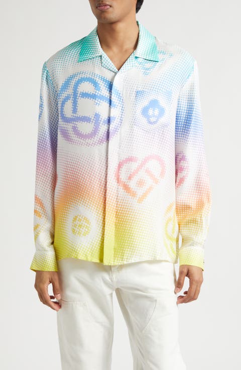 Gradient Monogram Silk Camp Shirt
