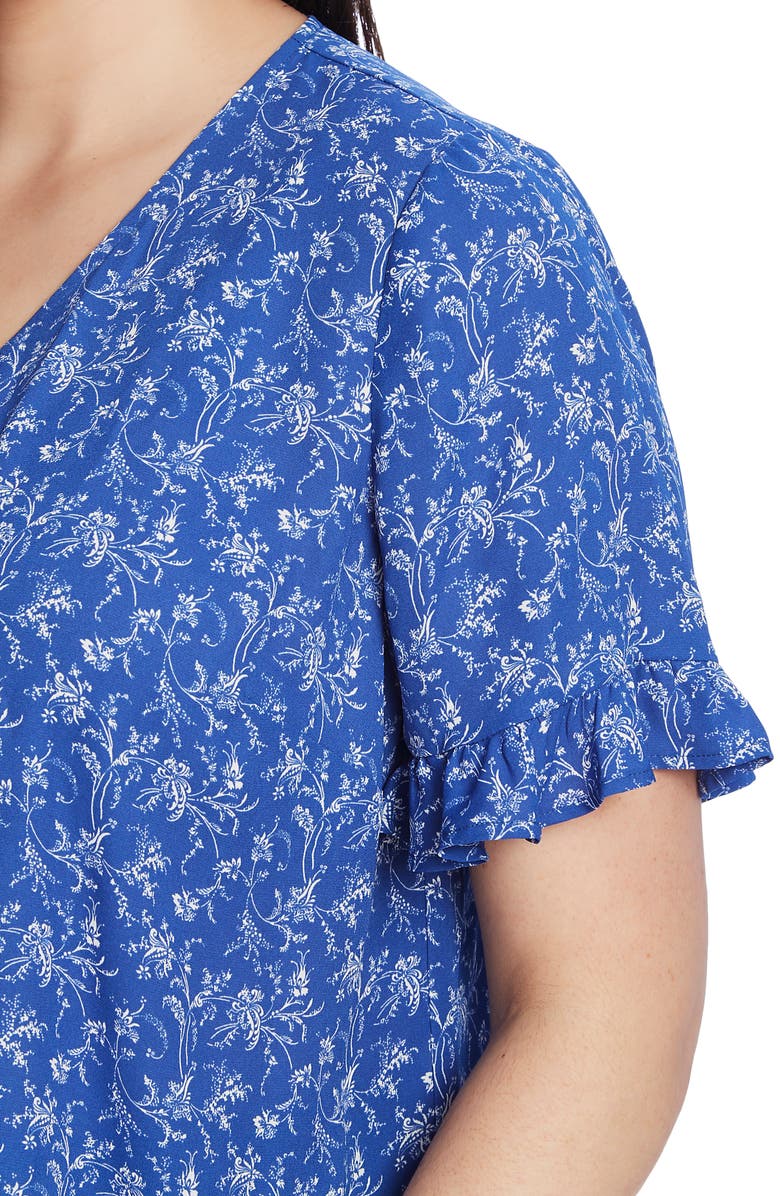 CeCe Toile Vines Ruffle Sleeve Crepe Blouse, Alternate, color,