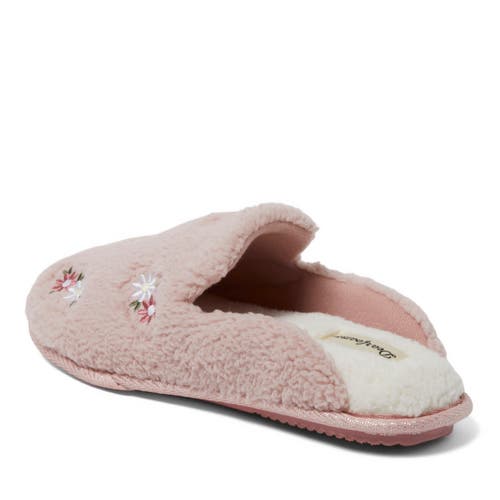 Dearfoams Teddy Tab Scuff Slipper In Pink Daisy