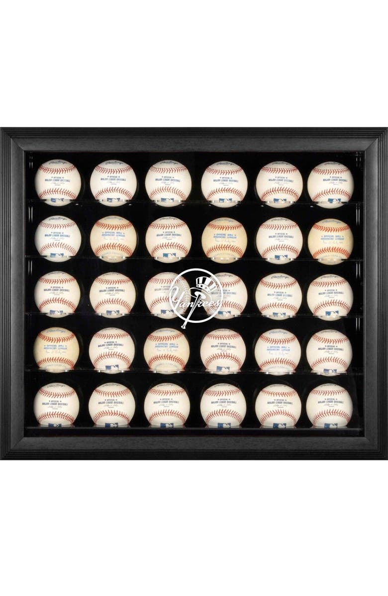 FANATICS AUTHENTIC New York Yankees Logo Black Framed 30-Ball Display Case, Main, color, 