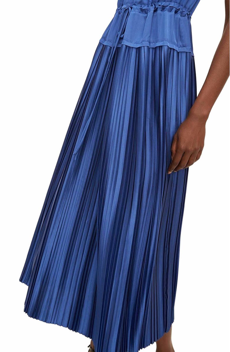 Rebecca Taylor Pleated Sleeve Dress, Alternate, color, Cobalt
