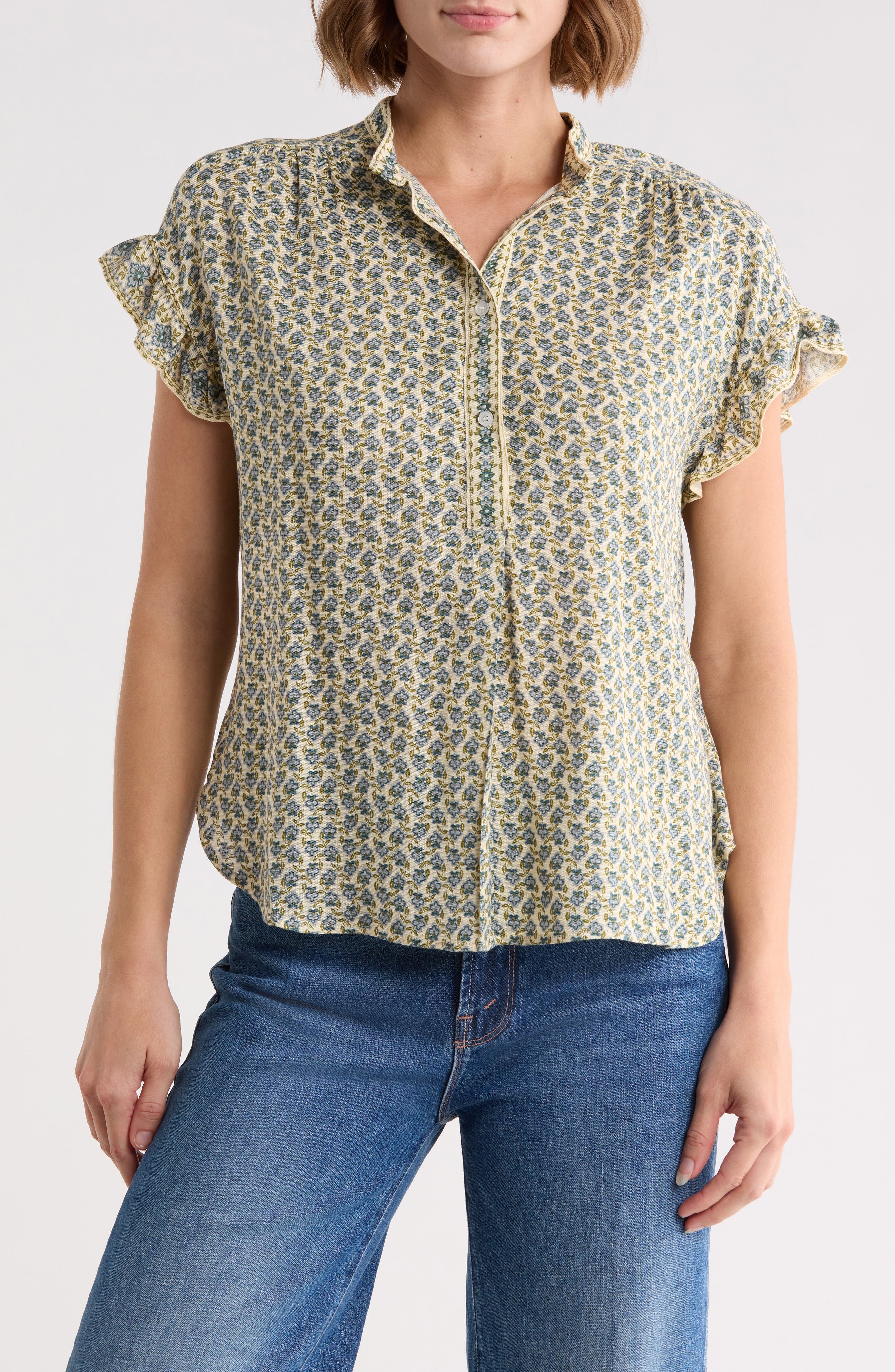 IVORY/ TEAL CUTIE FLORAL