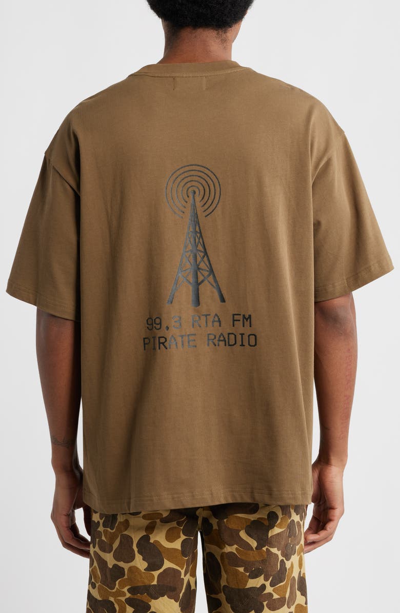 RtA Colin Oversize Graphic Print T-Shirt, Alternate, color, Teak Pirate Radio