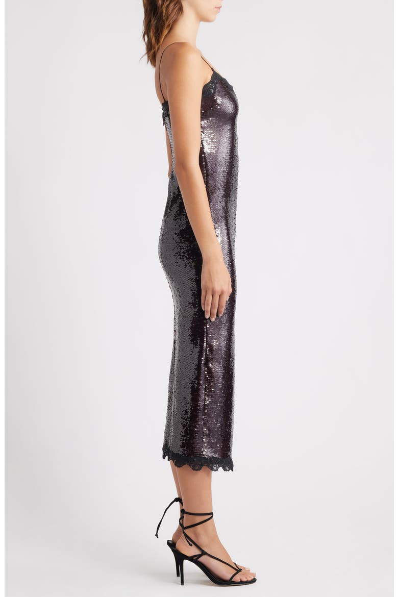 Verelith Sequin Lace Trim Cocktail Dress, Alternate, color, CHOCOLATE BROWN