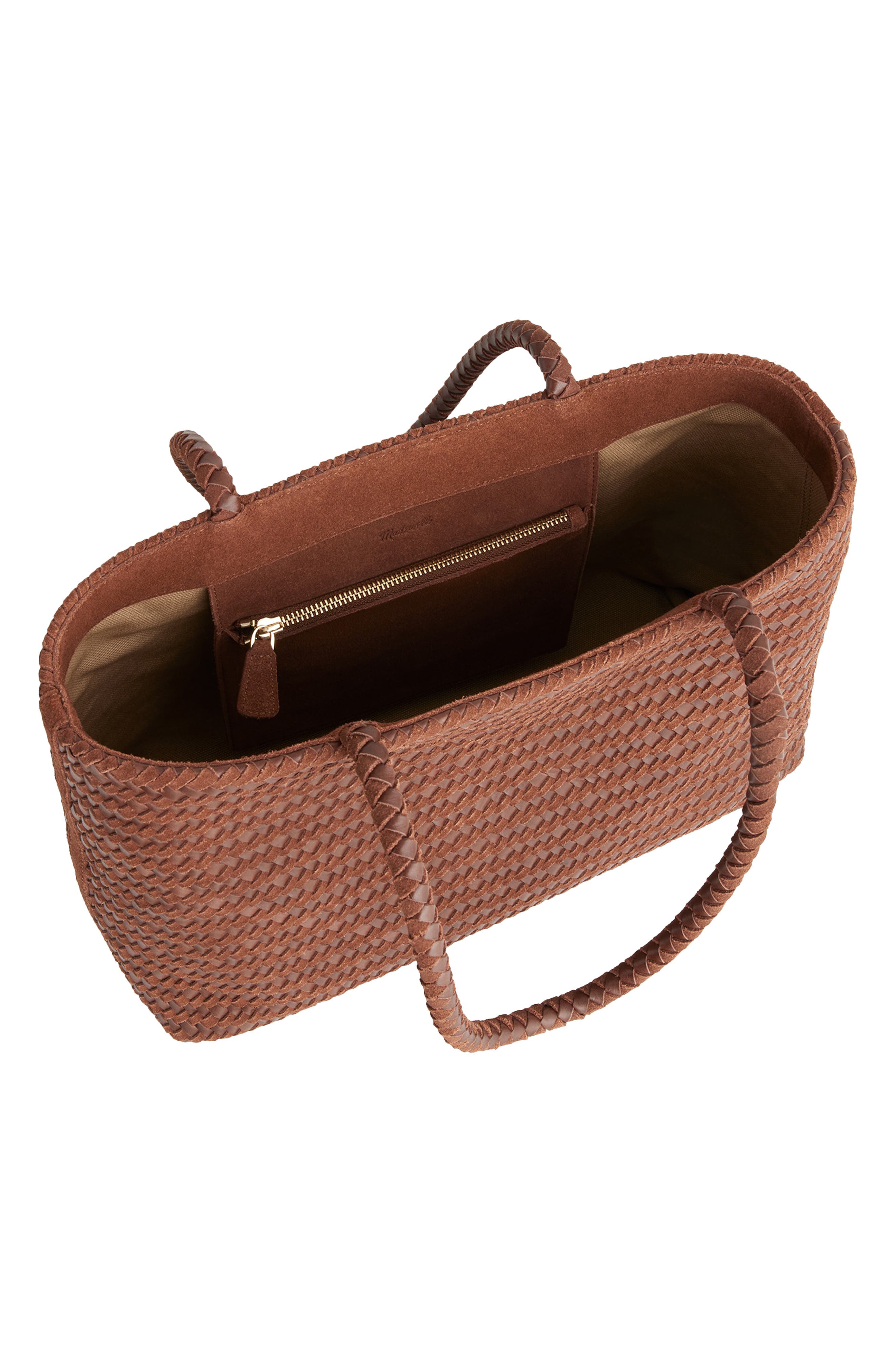 Handwoven Suede Leather Tote, Alternate, color, MOCHA