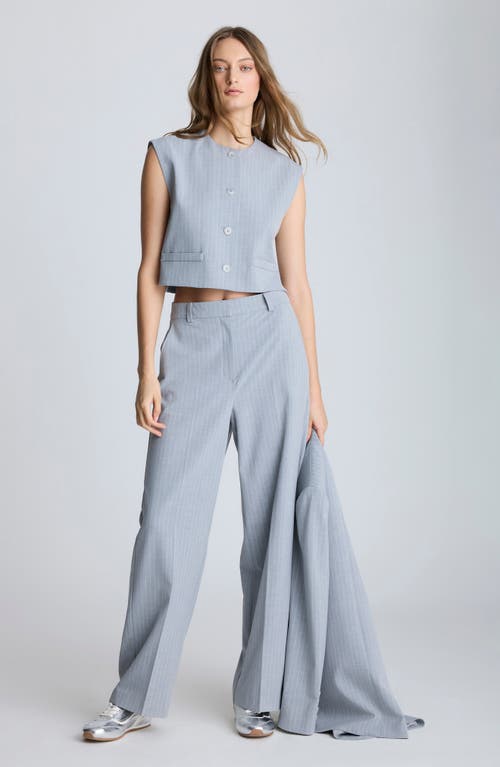 Kenneth Cole Fly Front High Rise Slash Pocket Wide Leg Pants Pant In Grey Dusk/pure White