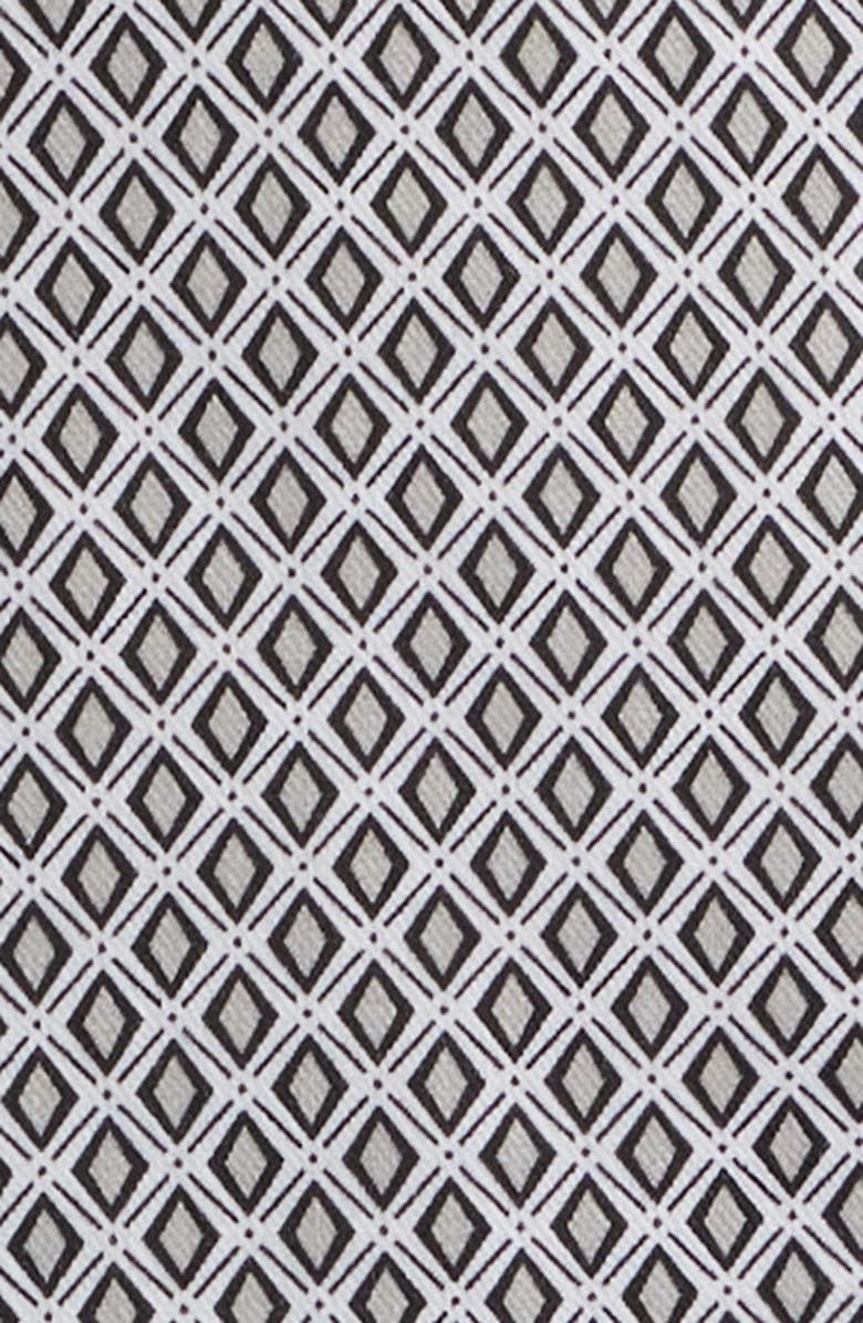 Johnston & Murphy Logan Print Short Sleeve Button-Up Shirt, Alternate, color, Gray Diamond Grid