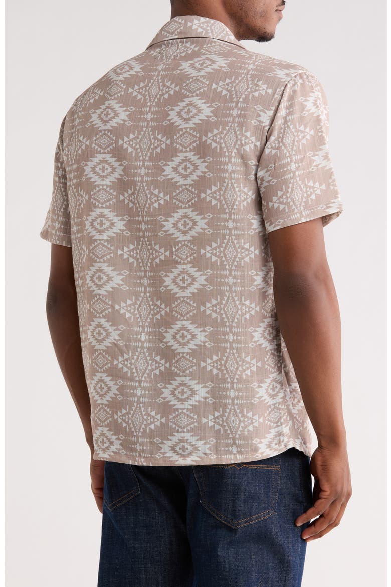 Geometric Print Camp Shirt, Alternate, color, OXFORD TAN