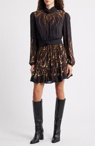 FARM Rio Garden Silhouette Long Sleeve Dress